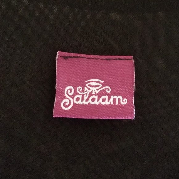 SALAAM black v-neck dress sheer sleeves - Picture 4 of 7